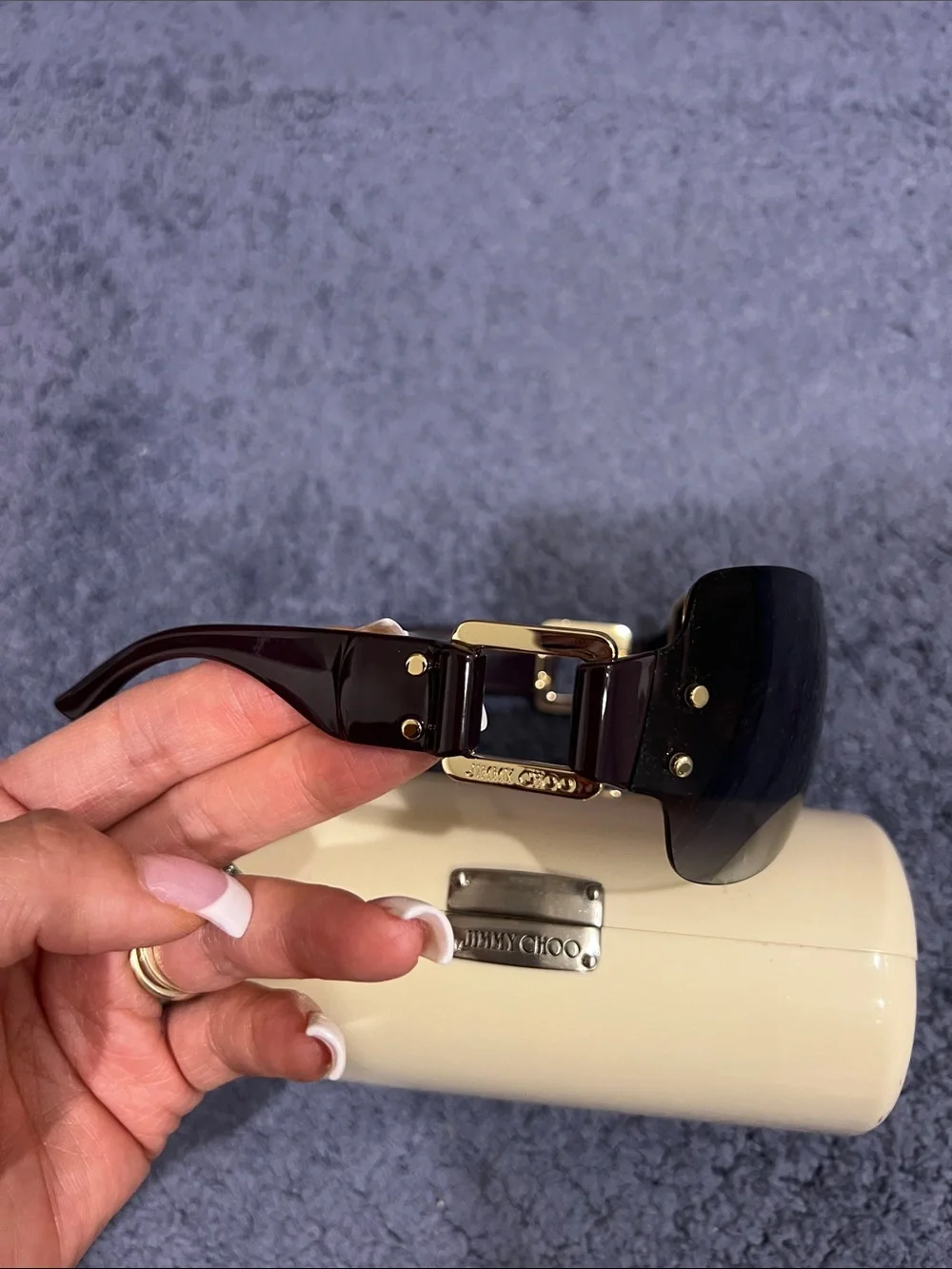 Jimmy Choo Black Rimless Gradient Sunglasses with Ivory Case